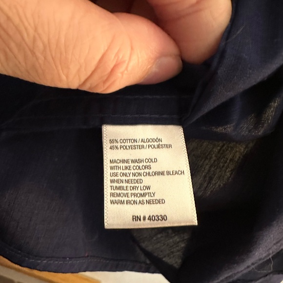 Haggar men’s navy with with light blue polka dot button cup shirt size 3xlt. Euc - Picture 2 of 5